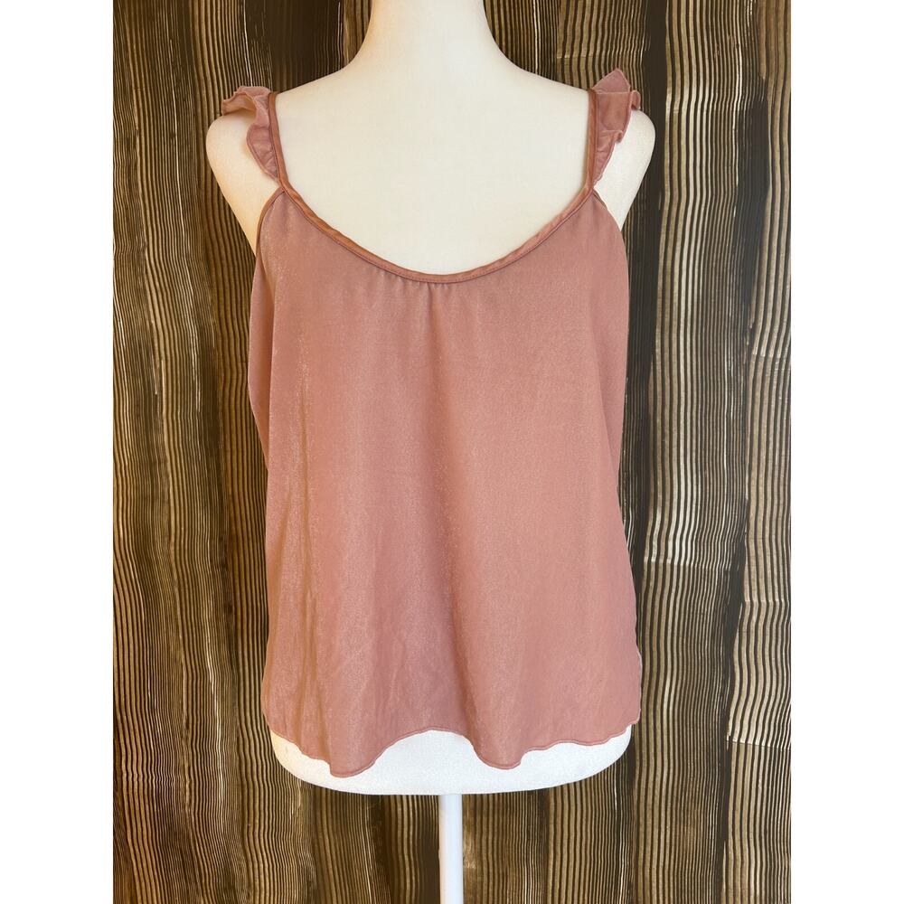 Victoria's Secret Pink Ruffle Velvet Velour Cami Tank Y2K 90s‎ Open Back Size L
